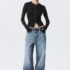 Slim Long-Sleeved Buttoned Cardigan – Black