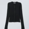 Slim Long-Sleeved Buttoned Cardigan – Black