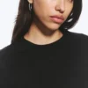 Slim Long-Sleeved Cotton Top – Black