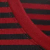 Slim Long-Sleeved Cotton Top – Striped Dark Red