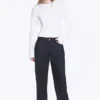 Slim Long-Sleeved Cotton Top – White