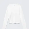 Slim Long-Sleeved Cotton Top – White