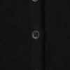 Slim Long-Sleeved Henley Top – Black