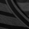 Slim Long-Sleeved Henley Top – Black & Grey Stripes