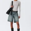 Slim Long-Sleeved Henley Top – Grey Melange