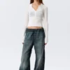 Slim Long-Sleeved Henley Top – White