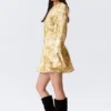 Slim Long-Sleeved Mini Flounce Dress – Yellow Floral Print