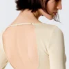Slim Long-Sleeved Open Back Top – Light Dusty Beige