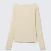 Slim Long-Sleeved Open Back Top – Light Dusty Beige