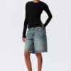 Slim Long-Sleeved Press Stud Top – Black
