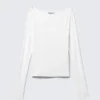 Slim Long-Sleeved Wrap Top – White