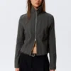 Slim Long-Sleeved Zip Shirt – Dark Grey