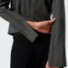 Slim Long-Sleeved Zip Shirt – Dark Grey