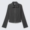 Slim Long-Sleeved Zip Shirt – Dark Grey