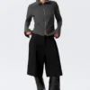 Slim Long-Sleeved Zip Shirt – Dark Grey Melange