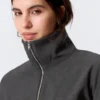 Slim Long-Sleeved Zip Shirt – Dark Grey Melange