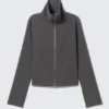 Slim Long-Sleeved Zip Shirt – Dark Grey Melange