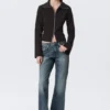Slim Long-Sleeved Zip Shirt – Striped Black