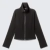 Slim Long-Sleeved Zip Shirt – Striped Black