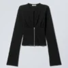 Slim Long-Sleeved Zip Top – Black