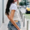 Slim Low Rise Denim Hotpants – Fresh Blue – Light Blue