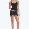 Slim Low Rise Denim Hotpants – Ink Black – Black