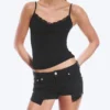 Slim Low Rise Denim Hotpants – Ink Black – Black