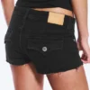 Slim Low Rise Denim Hotpants – Ink Black – Black