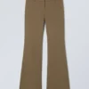 Slim Low Waist Flared Suit Trousers – Khaki Green