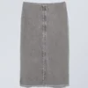 Slim Midi-Length Pencil Skirt – Washed Grey