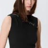 Slim Pierced Seam Sleeveless Top – Black