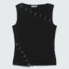 Slim Pierced Seam Sleeveless Top – Black
