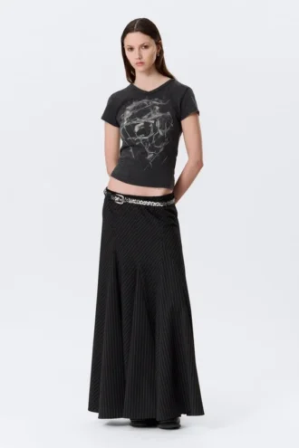 Slim Printed V-Neck T-Shirt – Black – Sci-Fi Print