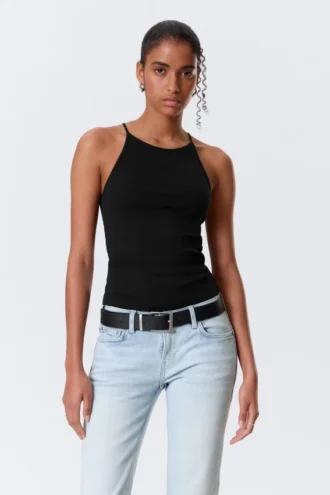 Slim Racerback Tank Top – Black