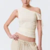 Slim Ruched Off-Shoulder Top – Off-White