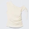Slim Ruched Off-Shoulder Top – Off-White