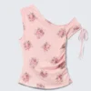Slim Ruched Off-Shoulder Top – Pink – Floral