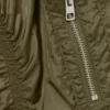 Slim Ruched Peplum Bomber Jacket – Khaki Green
