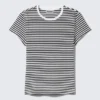 Slim Short-Sleeved Cotton T-Shirt – Black & White Stripe