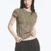 Slim Short-Sleeved Cotton T-Shirt – Dark & Light Mole Stripes