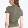 Slim Short-Sleeved Cotton T-Shirt – Dusty Khaki Green