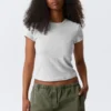 Slim Short-Sleeved Cotton T-Shirt – Grey Melange