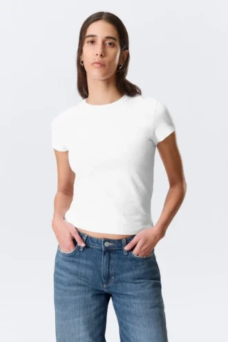 Slim Short-Sleeved Cotton T-Shirt – White