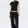 Slim Short-Sleeved V-Neck T-Shirt – Black