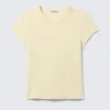 Slim Short-Sleeved V-Neck T-Shirt – Light Beige