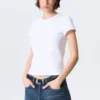 Slim Short-Sleeved V-Neck T-Shirt – White
