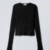 Slim Single-Breasted Cardigan – Black