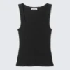 Slim Square Neck Ribbed Tank Top – Black