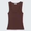 Slim Square Neck Ribbed Tank Top – Burgundy