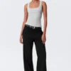 Slim Square Neck Ribbed Tank Top – Grey Melange